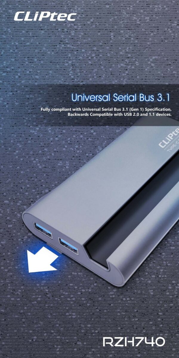 Type C HUB elosztó 3XUSB 3.1 + TYPE C + HDMI + VGA + RJ45 - VIEWNET-7 CliptecRZH740 - Image 9