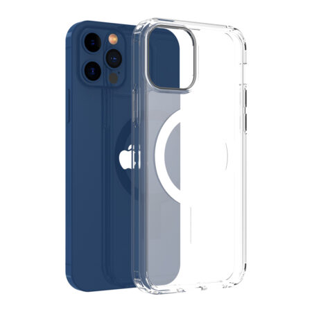 Apple iPhone 12/ 12 Pro TPU+PC mágneses szilikon tok, Átlátszó