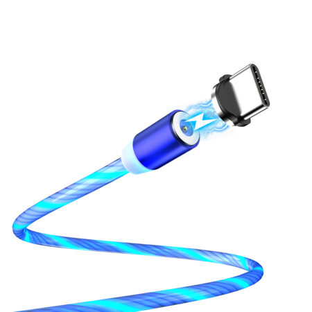 Kábel USB - Flow USB Type C, Mágneses-Világítos, Kék
