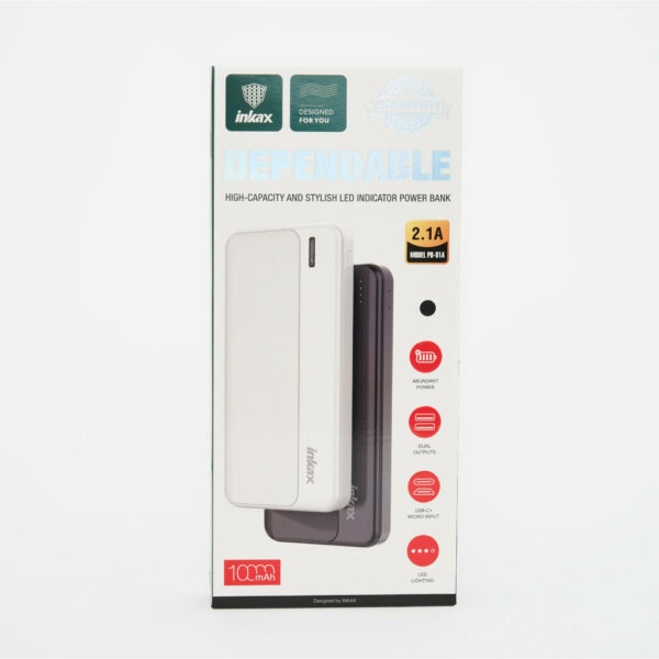 INKAX PB-01A 10.000mAh power bank led kijelzővel, usb-c és micro usb port