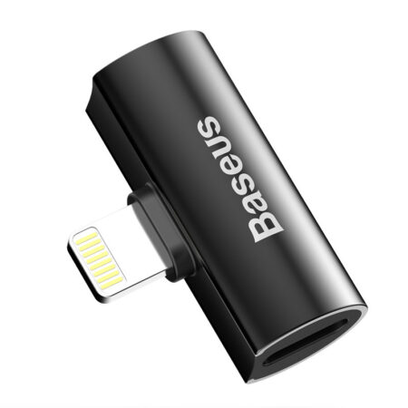 Baseus L46 Lightning/ Lightning Audio adapter iPhone fül/fejhallgatóhoz - Fekete